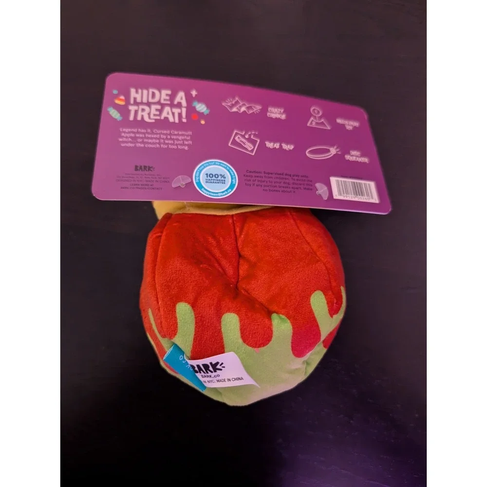 Bark Box Cursed Caramutt Apple Plush Dog Toy Treat Trap Crinkle Squeaker Small